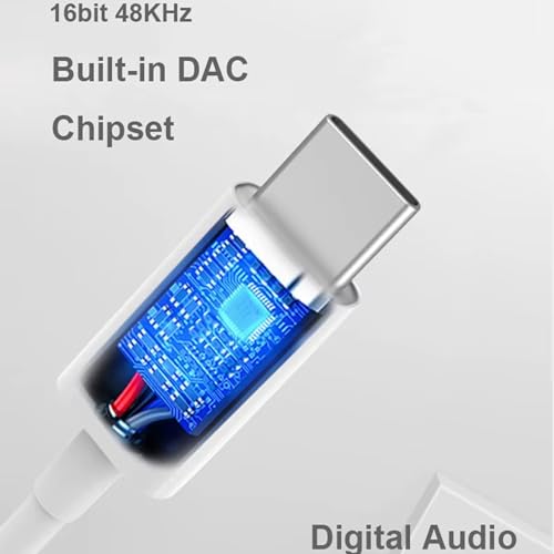 Image of USB Type C to 3.5mm Audio Jack Adapter | Built-in DAC Hi-Fi Audio Converter | Compatible with iPhone 15, Samsung Galaxy, OnePlus, Oppo & USB Type-C Devices | AUX Headphone Adapter - White