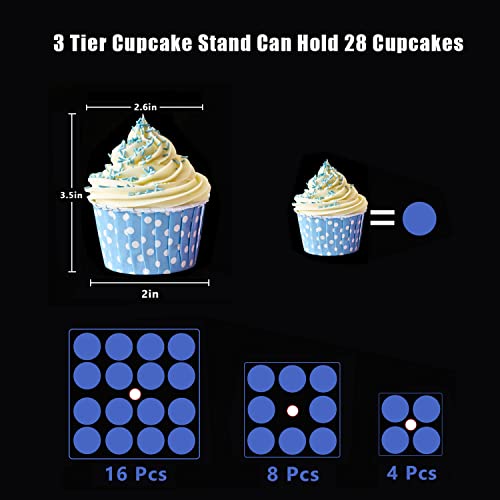 Tangshuo 3 Tiers Square Acrylic Cupcake Stands With Rechargeable Led Light, Clear Cupcake Tower - Dessert Tower - Cupcake Tier Stands For Weddings, Anniversaries, Baby Showers, Birthday Parties #TOP3
