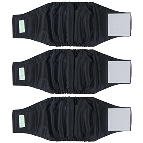 Image of Wegreeco Washable Male Dog Belly Wrap - Pack of 3 - (Black, Black, Black, Large)