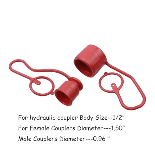 Image of HEVSTIL 4 Sets Dust Caps Plugs for 1 /2 inch Flat Face Hydraulic Quick Connect Couplers, Rubber Covers for 1 /2 inch Body Bobcat Skid Steer Flat Face Couplings