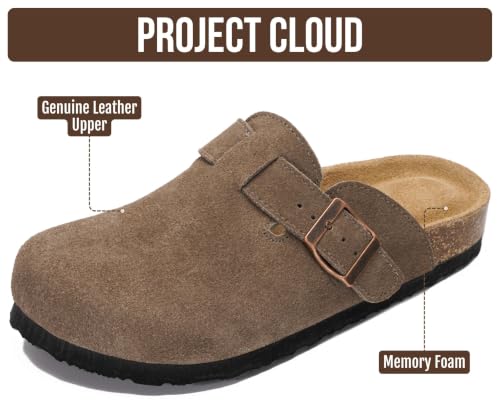 Image of Project Cloud 100% Genuine Leather Footbed Clogs for Women - Memory Foam Arch Support Slippers for Women - Trendy Slip-ons Women's Mules & Clogs Sandals