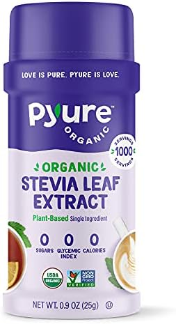 Pyure Organic Stevia Powder Extract | 100% Stevia No Fillers, Stevia Concentrate 300x Sweeter than Sugar | No Additives, Pure Stevia Extract Sugar Substitute, Micro-Spoon Included | 1,000 Servings