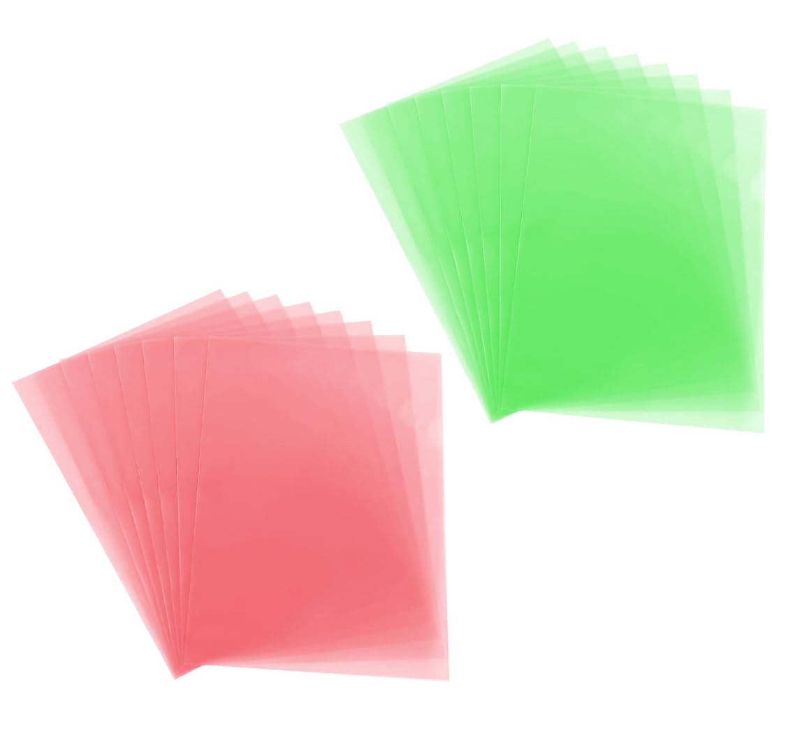 [25 PCS/Green + 25 PCS/RED] - A4 Size Plastic Folders Open Top & Side Cut Flush File with Thumb Notch Cover Sleeves Gloss 12mm L-Type Project Document Storage in School/Office.