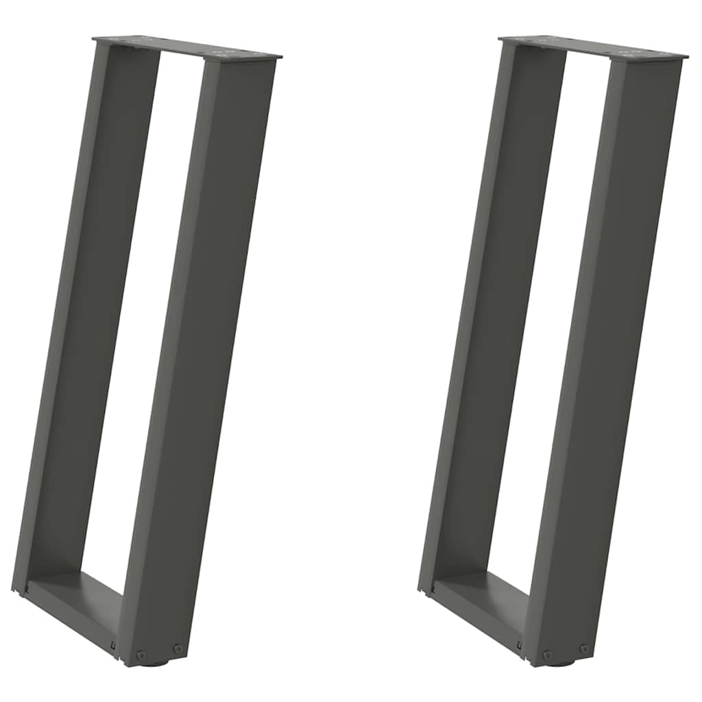 Nogi stołu konsolowego w kształcie litery U 2 szt. antracyt 28 x (72-73) cm stal, malowane proszkowo metalowe nogi stołu z regulowanymi nóżkami poziomującymi, stabilna konstrukcja pochylona 80