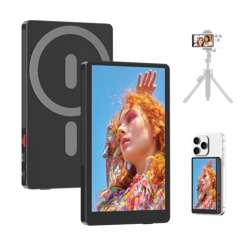 4 Magnetic Phone Vlog Selfie Monitor Screen 1080P Wireless Mirroring Phone Selfie Monitor Screen Back Camera Monitor for Selfie Vlog Content Creator Live Stream Snaplylens for iPhone Android