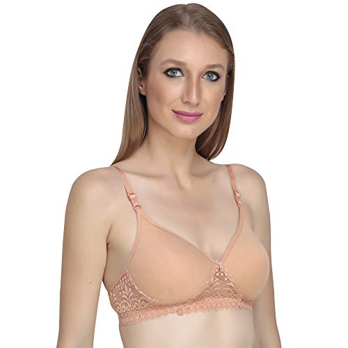 Image of Lace Padded Everyday Padded Bra for Women - Made of Pure Cotton Full Coverage Over Size Non Wired Pushup Soft Cup for T-Shirt Saree Dress Sports Garment for Daily Use Everyday