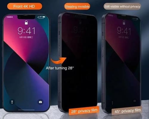 Película de Privacidade de Cerâmica para iPhone 13 ao 16, Cobertura Total da Tela, Não Quebra, À Pro