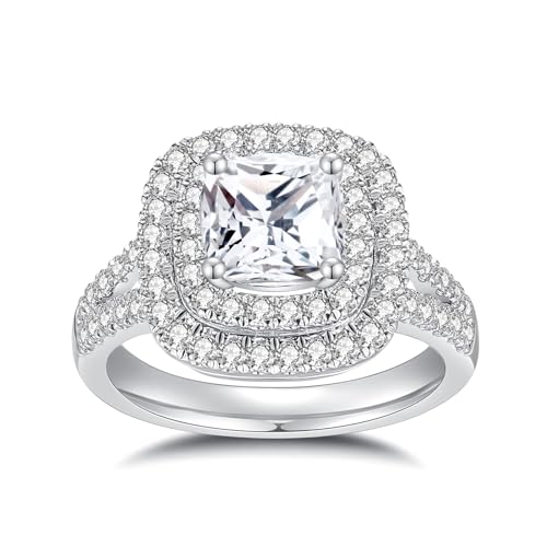 Moissanite Rings for Women Different Cut D Color VVS1 Moissanite Engagement Ring S925 Sterling Silver Ring Promise Wedding Rings for Wedding Anniversary