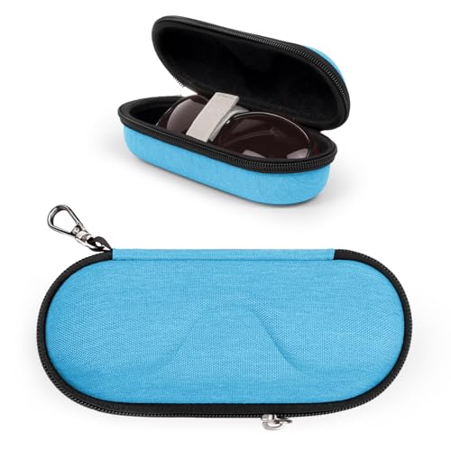 Image of Bukere Sunglasses Case, Hard Shockproof Glasses Case with Secure Strap & Carabiner Hook, Eyeglasses Storage Organizer