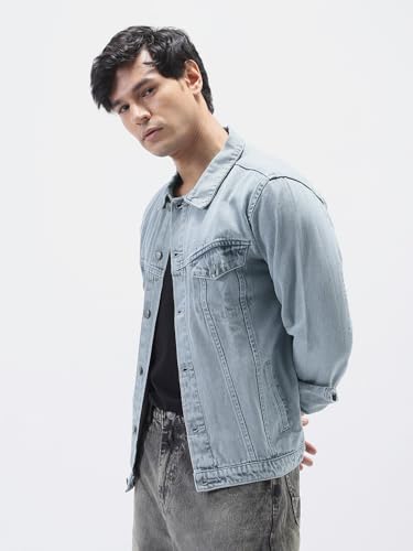 Image of Urbano Fashion Men's Regular Fit Washed Full Sleeve Denim Jacket