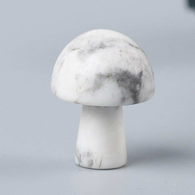 AtkitS 1PC Mini Mushroom Statue Natural Stone Carving Decorative Reiki Quartz Healing cCrystal Handicraft Ggift Home Decoration (Color : White Turquoise)