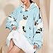 Narecte Oversized Blanket Hoodie Wearable Blanket Sweatshirt for Women Adults Soft Hooded Blanket Warm Oversized Hoodie Blanket Birthday Gifts for Women Christmas Gift for Friends Female Blue Cat