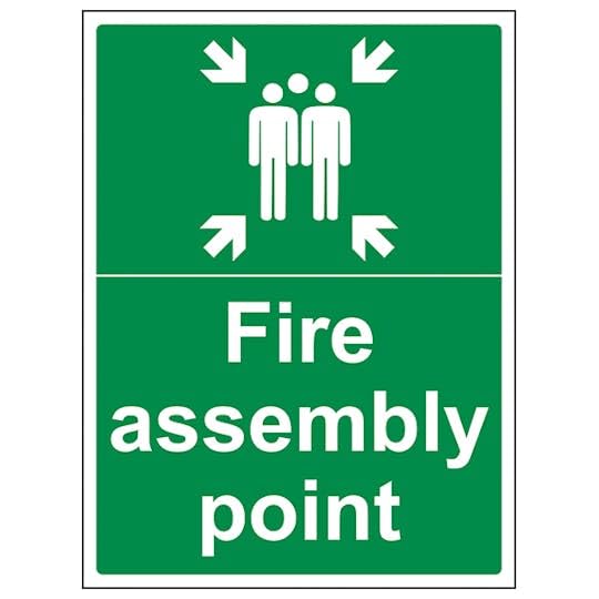 VSafety Fire Assembly Point with Family 600x800mm 2mm Rigid Plastic Safety Sign, Multi