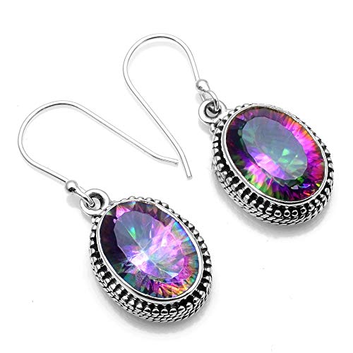 Silver Palace Boucles d'oreilles Goutte et Pendantes en Argent Sterling 925 avec Topaze Mystique Naturelle pour Femmes