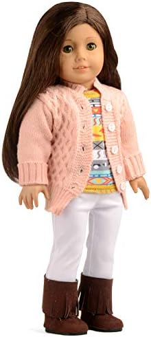 sweet dolly Doll Clothes 4Pc. Sweater Cardigan Set with Doll Boots for 18" American Girl Dolls