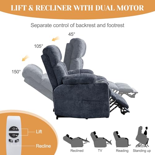 Image of Korser Oversized Dual Motor Power Lift Recliner for Elderly with Massage and Heat, Extra Wide Recliner Chairs with Adjustable Headrest, Electric Lift Chair with Storebox Cupholder, USB Ports