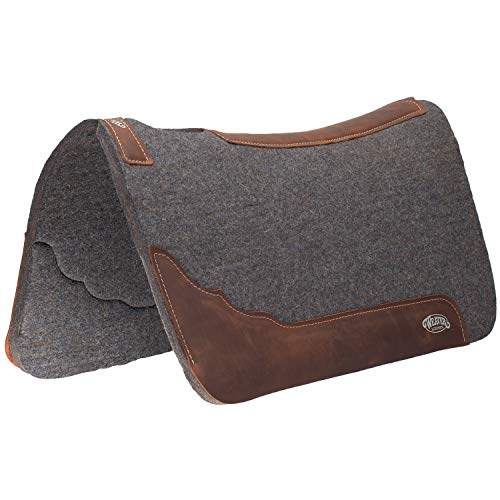 Tapis de selle 100% feutre de laine Weaver Cuir premium profilé gris épais pour le confort du cheval