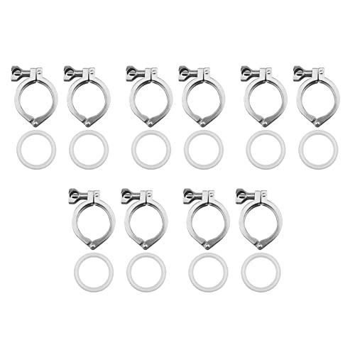TsoLay 10 Piezas -Clamp Steel Single Pin Heavy Duty Clamp con Tuerca de Mariposa para Férula TC con Junta de Silicona de 10 Pieza (2 Pulgadas -Clamp + Junta de Silicona)