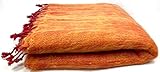 Exclusively Handwoven Nepal Yak Wool Blanket Light Weight Soft Oversized Shawl Throws Meditation Wrap Rust Orange Hand-Loomed Nepal