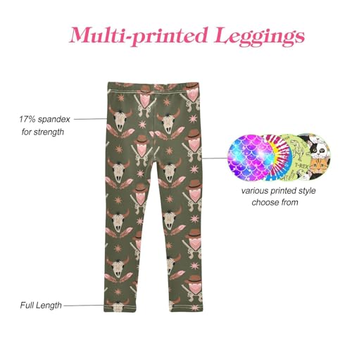 CaTaKu Girls Leggings Western Cow Bone Leggings for Girls Kids Athletic Workout Yoga Pants Size 4-10T4