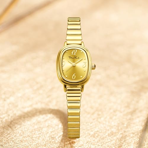 Diaofendi Petite Women's Easy Reader Analog Watch, Rectangular Watch, Stainless Steel Expansion Band, Water-Resistant (All Gold) by Diaofendi - Used condition - Image 4