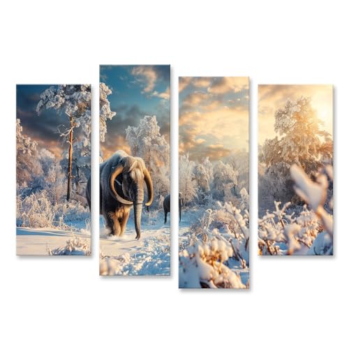 Image sur toile éléphants islandburner tableau décoration forêt hiver pour salon