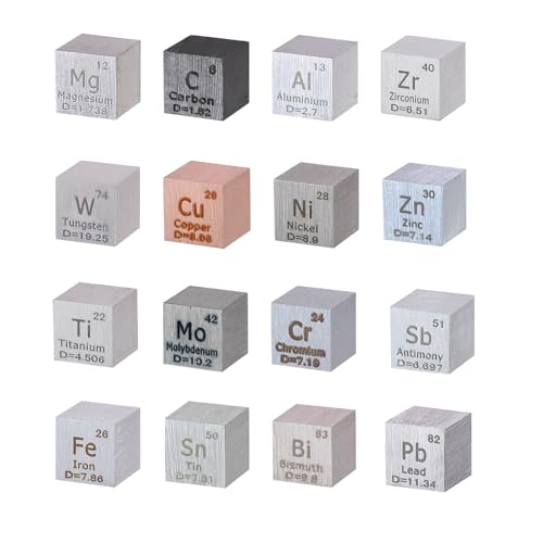 Image of 16pcs Element Cube Set 0.39 inch Density Metal Cube Set Ideal Gift