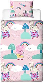 Peppa Pig Single Duvet Cover Officially Licensed| Reversible Two Sided Storm Design with Matching Pillowcase, Pink