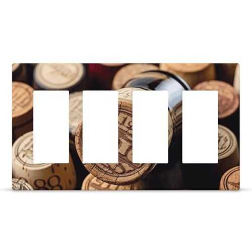 Plaque murale à bascule - 2 interrupteurs - Bouchon de bouteille de vin avec couvercle de sorcière vintage - Plaque murale décorative pour cuisine, chambre à coucher, salon - Quatre trous