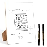 Sweet 16 Party Decorations, 16 Birthday Guest Book Wood Sign 8x11 Inch with Pen, Birthday Guest Book Alternative Signature Guestbook for Party Favor Supplies, 16 Years Old Gifts