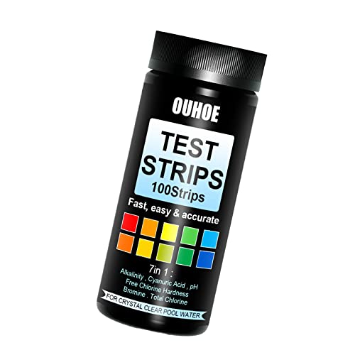Kit de tiras de teste 7 em 1 para piscina e spa, 100 peças de tiras de teste de água para piscinas,