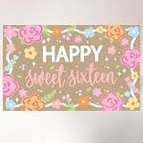 Happy Sweet Sixteen Banner for 16th Birthday Decorations for Girls