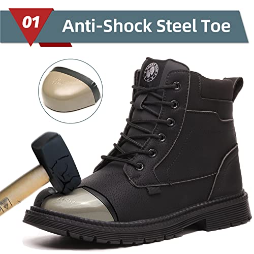 ANGRYRAM Steel Toe Boots for Men Comfortable Waterproof Construction Work Boots for Men Slip Resistant Lightweight Safety Shoes Botas de Trabajo Seguridad para Hombre2