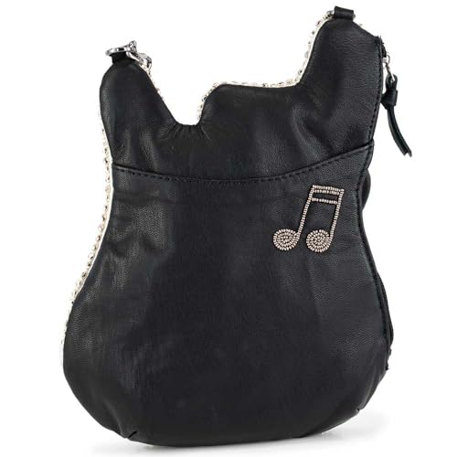 Mary Frances Fend for Yourself Beaded Crossbody Handbag Clutch Guitar Novelty Evening Purse, Ivory/Black2