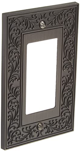 Image of Amerelle 43RAN English Garden Wallplate, 1 Rocker, Cast Metal, Antique Nickel, 1-Pack