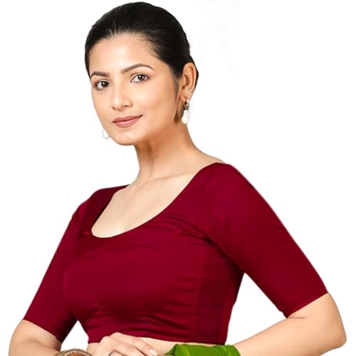 Chandrakala Stretchable Silk Saree Blouses for Women with Elastic Sides,Readymade (B219-P)3