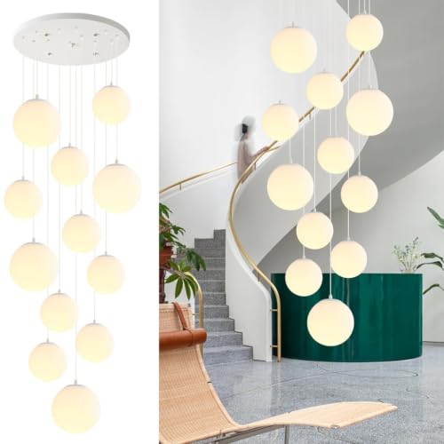 Suspension verre blanc laiteux haut de gamme lustre 12 têtes