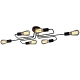 UNITARY Brand Black Vintage Barn Metal Semi Flush Mount Ceiling Light Max. 240W with 6 Lights Painted Finish