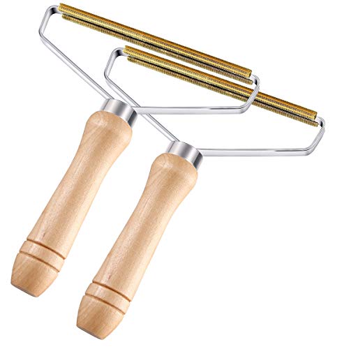 Portable Lint Remover, Clothes Fuzz Shaver, Reusable Double Sided Lint Remover Travel Brush for Removing Lint Pet Hair Dust in Clothes and Furniture (Pure Copper Head, 2 Pack)