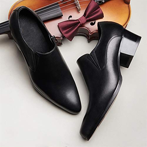 British Business Formal Shoes for Men OxfordGenuine Leather Zipper Slip On Low Top High Heel Pointed Toe4