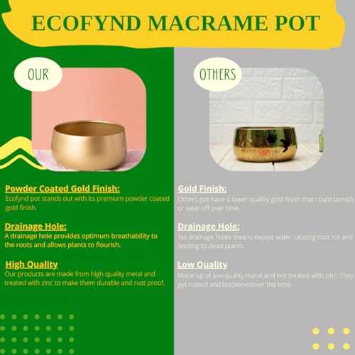 ecofynd Zoe Metal Plant Pots, Indoor Planter Flower Pots with Drainage Hole, Home Garden Decor Planter for Living Room Bedroom Interior (Gold Finish, POT016)