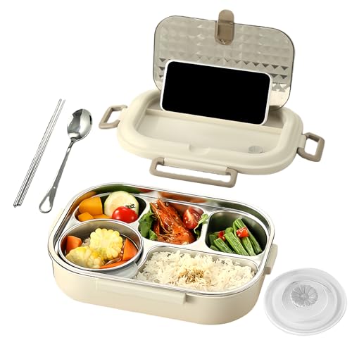 Contenedor De Almuerzo - Apto Para Microondas Con Cuchara - Contenedor De Alimentos De Acero Inoxidable Para Almuerzo - Para Escuela Camping Viaje De Primavera Desplazamientos Frutas Sopa Snacks Sándw