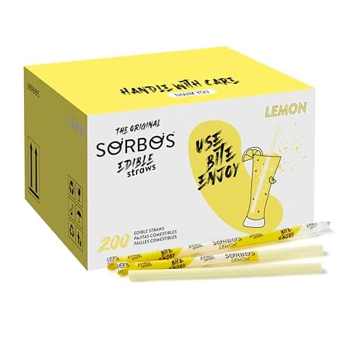 Sorbos - Pajitas comestibles con sabor a limón, sostenible, empaquetado individualmente, sin plástico, sin alérgenos, sin gluten, 100% biodegradables (paquete de 200)