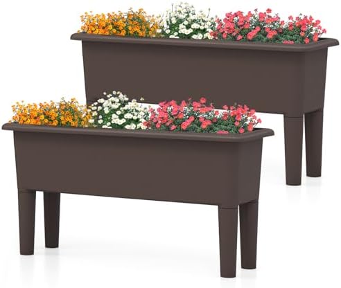 Giantex Raised Garden Beds Outdoor Set of 2, Self-Watering Plante...