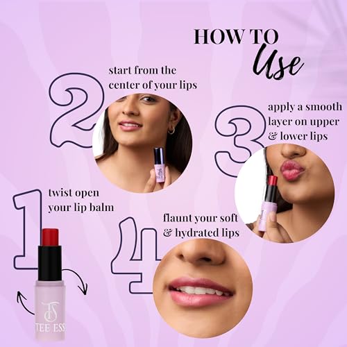 Image of TEE ESS Unisex Strawberry Lip Balm | Hydrating & Plumping Lip Care with Vitamin E, Shea Butter, Jojoba Oil | 4 gms