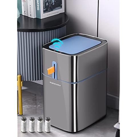 MOPUP Motion Sensor Bathroom Trash Cans with Lids | 4 Gallon Stainless Steel Automatic Privacy Garbage Can | Smart Dogproof Trash Bin for Bedroom,Office,Toilet,RV(Big Cover Cover