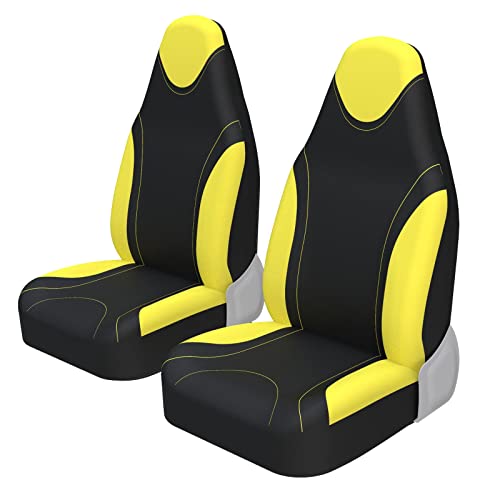 AUTOYOUTH Car Accessories Seat Covers for Cars Racing Style Integrated Front Car Seat Covers Full Set Bucket Flat Cloth Auto Van Accessories Universal Fits for Most Car SUV Truck, YELLOW-2