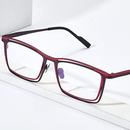 Image of FONEX Pure Titanium Glasses Frame Men Square Magnet Clip On Eyeglasses with Polarized Lens