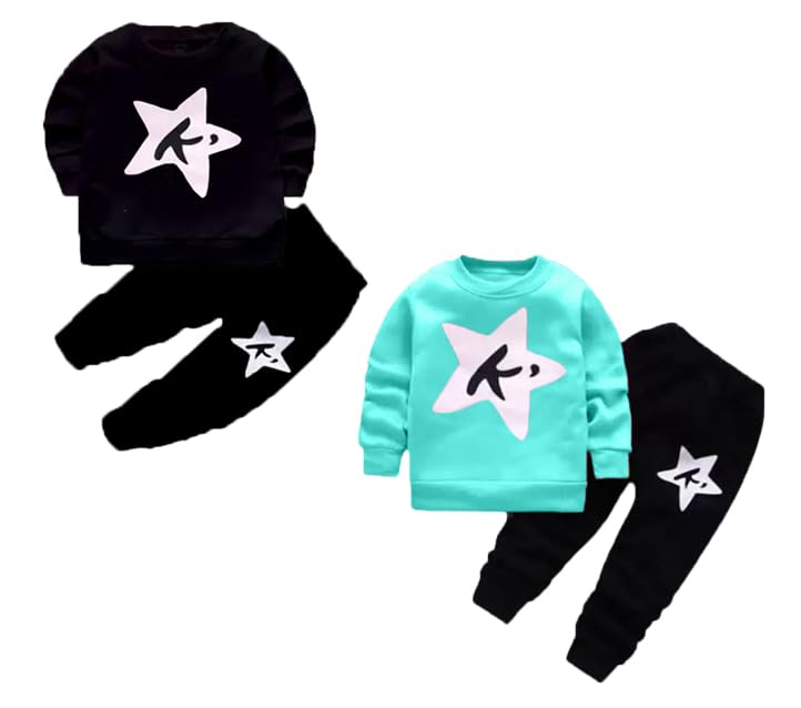 HeyDals Smooth Cotton & Trendy Printed Long Sleeve and Round Neck T-Shirt and Track Pant Look Stylish and Casual and Festive Purpose