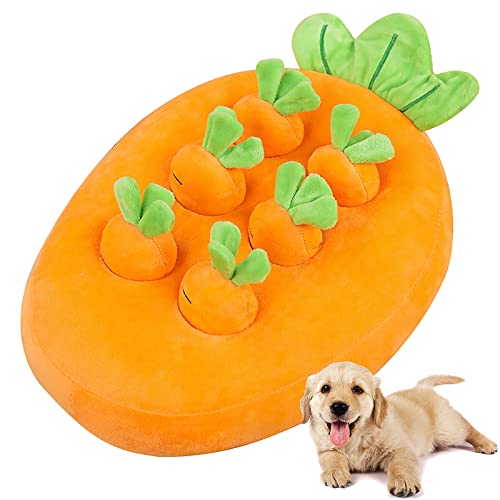 ノーズワーク 犬 おもちゃ にんじん畑 ペットおもちゃ にんじん収穫隊 おやつ隠し 犬 知育玩具 ペット用品 分離不安/ストレス解消/集中力向上/嗅覚訓練 おもちゃ 運動不足 食いすぎる対策 イチゴ 噛む (6個, にんじん型)